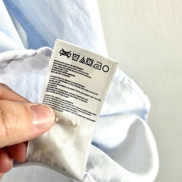 Quicksilver Light Blue Casual Button-Up 100% Linen Collared Shirt Size Medium - Picture 10 of 10